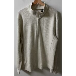 7 Diamonds Restoration 1/4 Zip Performance Pullover Men's L Cream Textured Slub